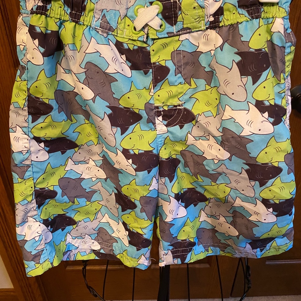 Boys swim trunks with shark pattern